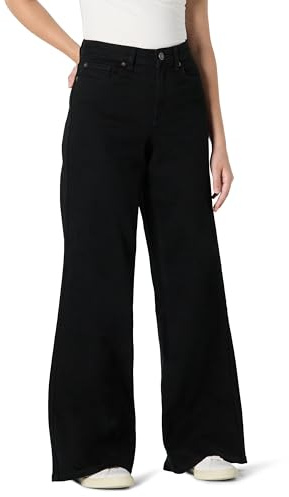 Amazon Essentials Vaqueros de Pierna Ancha, Tiro Alto y Baja Elasticidad Mujer, Negro, 42-44