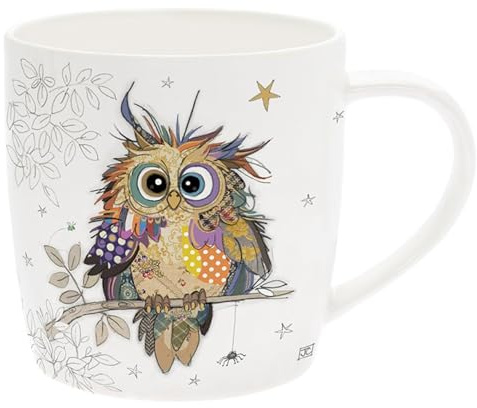 Widdle Gifts Bug Art Tasse aus feinem Porzellan, Keramik-Kaffeetasse für Zuhause oder Arbeit, große Tasse für Heißgetränke, Teetasse (Otto-Eule 2238)