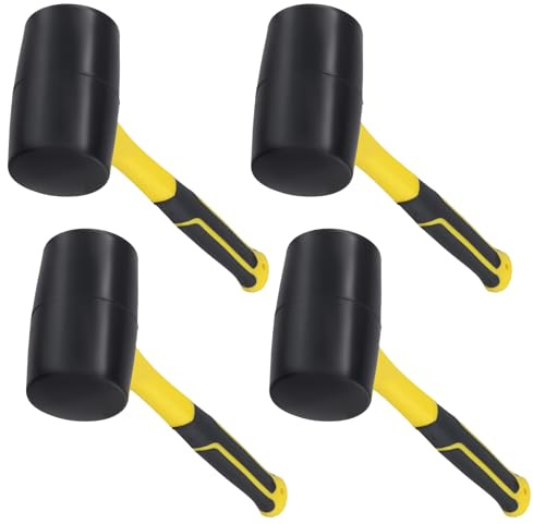 SENJEOK 4PCS 16oz Rubber Mallet, 500g Small Rubber Hammer for Paving, Camping, Carpenter
