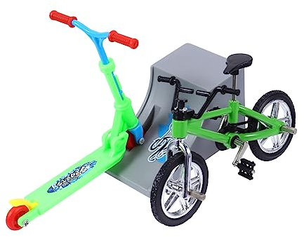 Sosoport 1 Ensemble de Planche à roulettes Scooter Pliable pour Enfants Adultes Doigt Jouets d'éveil vélo Miniature modèle de vélo rétro Micro Mini Scooter Plastique Green