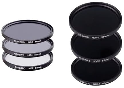 Graufilter für Canon EOS R100 Kamera mit RF-S 55-210 mm f/5-7.1 Objektiv, 55 mm Durchmesser, ND2, ND4, ND8, ND16, ND32, ND64