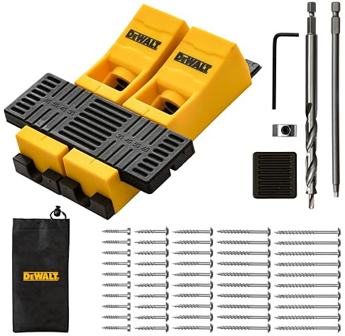 DEWALT All-In-One Pro Pocket Hole with FlexBar™ Technology – Single, Twin & Wide Jig Kit with Drill Guide, Pocket Hole Drill Bit, Pocket Screws & Storage bag. Complete Drill Jig for Woodworking.
