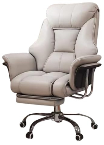 Sedia da gaming ergonomica con schienale alto, regolabile, in pelle PU, girevole a 360°, con poggiapiedi, supporta 150 kg, colore beige