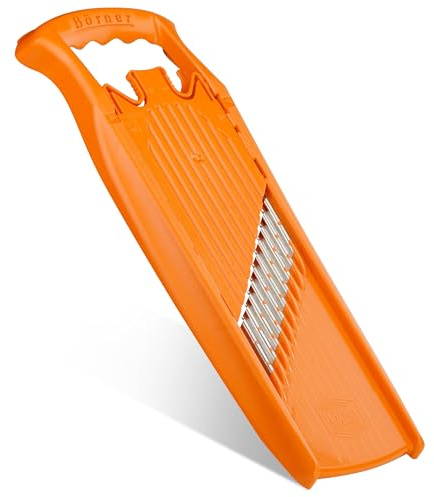 Börner by Reston Lloyd Wave-Waffle Power Line • Crinkle Cut/Spirelli Gemüseschneider • Hobel für Wellen-Waffelschnitt-Stil • Mehrere Dickenoptionen • Made in Germany, Orange
