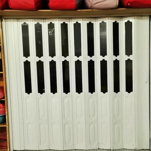 LZMZMQ Porte Accordéon Interieur Coulissante Pliante Porte De Séparation Intérieure, Portes Accordéon Temporaires, Porte De Placard Coulissante À Panneaux Pliants(C,62inx90in/157.5cmx228.6cm)