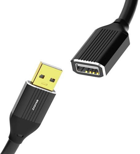ZVOIYKM USB 2.0 Extension Cable 1.5m, 480Mbps | Male to Female USB 2.0 High-Speed Data Cable 1.5m/5ft for Laptop, VR, PC, Xbox, Printers, Camera, Flash Drive, Mouse 