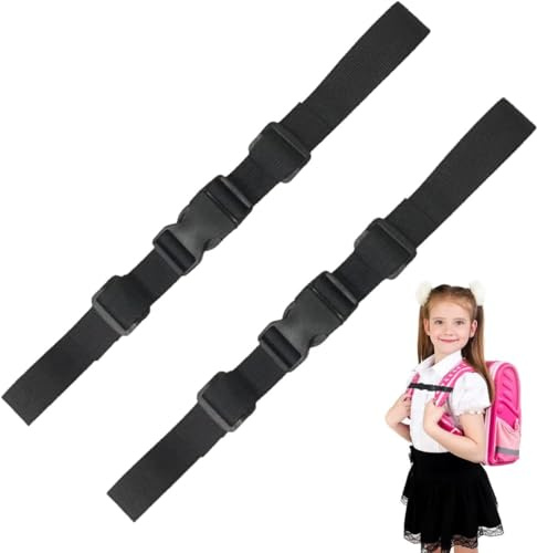 Verstellbarer Brustgurt Rucksack, 2 Stück, Schwarz (Rutschfester Gurtband Für Schultasche, Strapazierfähiger Rucksackriemen Aus Nylon Für Joggen, Wandern, Reisen, Als Brustgurt Rucksack Kinder Set)