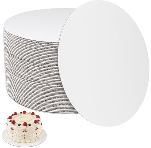 ZEONHEI 50 Stück Cake Board 30cm Rund, Weiß Tortenunterlage Tortenplatte Pappe, Kuchenplatte Rund Pappe 2mm Dick für Geburtstagstorten, Buffet, Fondant