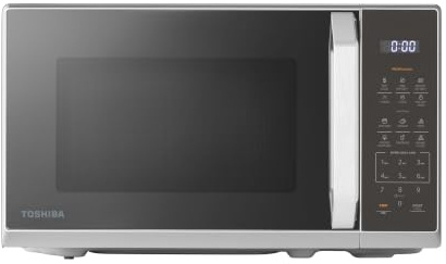 TOSHIBA 20L Black Silver Mirror Microwave Oven, 800W Digital Solo Small Microwave With 11 Power Levels, 6 Auto Menus, +30s Express Cook, Defrost, LED Display, Perfect for 9''Pizza, MW3-EM20PF(MBS)