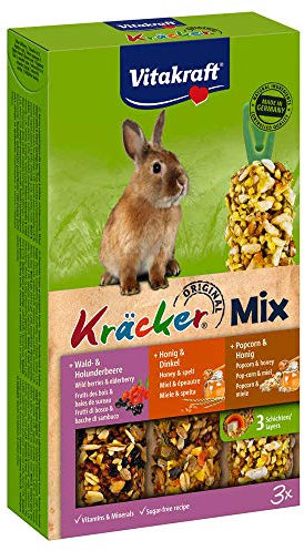 Vitakraft Kräcker Trio-Mix Kaninchen - Waldbeeren, Honig & Popcorn