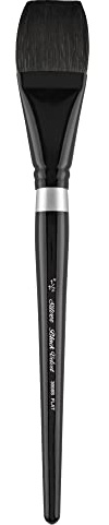 Silver Brush Limited Black Velvet Square Wash Brush, Size 1-1/2 in | Gouache, Inks, Dyes, Short Handle, Fine Point Bristle, Soft Synthetic and Squirrel Mix, Maximum Paint Absorbency