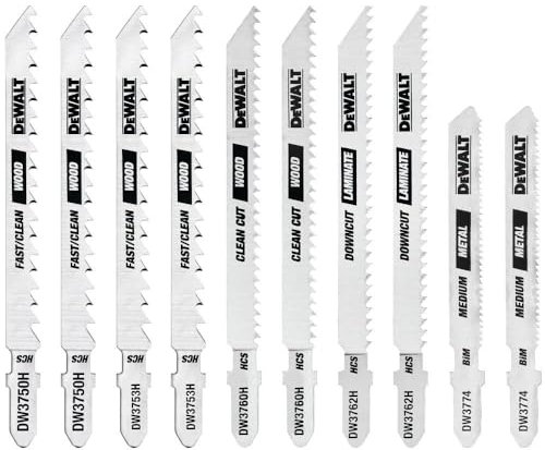 DEWALT DW3741C 10-Piece T-Shank Jig Saw Blade Set w/Case