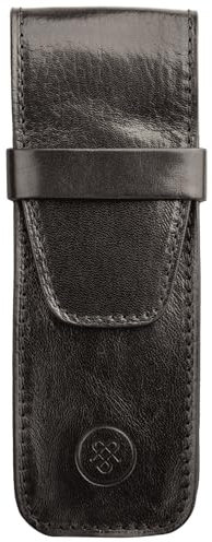 Maxwell-Scott Luxus Stiftetui aus Leder (Pienza), Schwarz, One Size