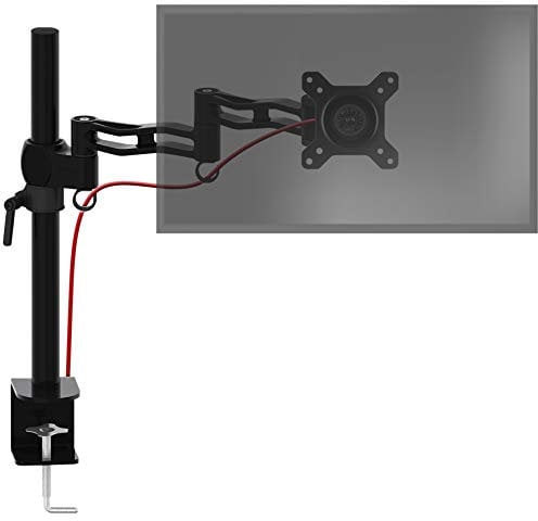 Duronic Monitor Arm Single DM351X3 BK Height Adjustable Desk Mount for 13–27 Screens, VESA 75/100, 10kg Load – Monitor Riser Clamp for Home Office, Work, Gaming