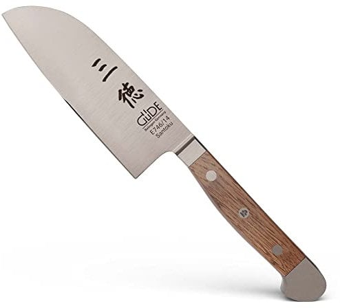 GÜDE Solingen - Santoku Messer geschmiedet, 14 cm, Fasseichenholz, ALPHA FASSEICHE, Doppelkropf, Handmade Germany