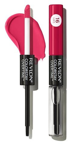 Revlon Colorstay Overtime Lipcolor, Dual Ended Longwearing Liquid Lipstick With Clear Lip Gloss, With Vitamin E In Red/Coral, Unending Red (480)