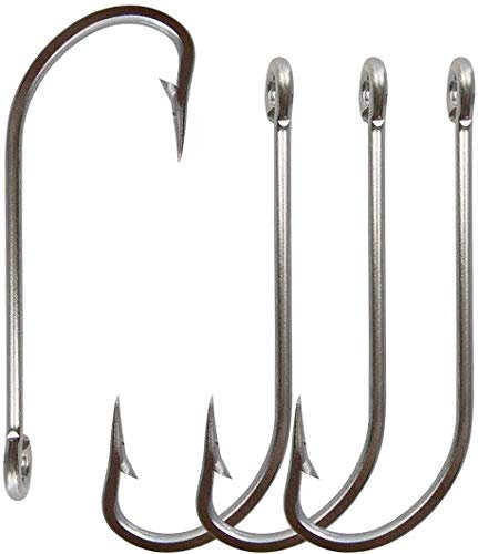 JSHANMEI ® 50pcs/pack Strong Stainless Steel O'shaughnessy Hooks 34007 Long Shank Saltwater Hook Trolling Fishing Hooks Set (2/0)