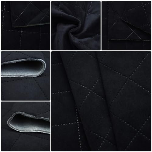 Ch.Cabanski Microfaser Velour Geprägt Polsterstoff Möbelstoff kaschiert mit Watte und Unterware Meterware (Schwarz) | Grundpreis pro qm: € 10,64