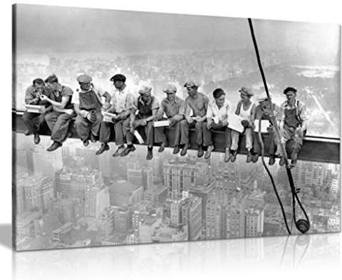 Panther Print Kunstdruck auf Leinwand, Motiv Lunch Atop A New York, 76 x 50 cm