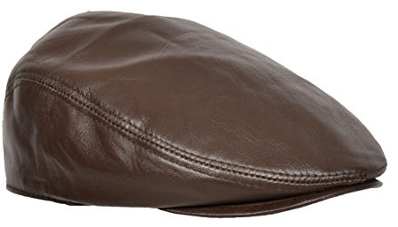 Mens Headwear Brown Leather Flat Cap English Granddad Hat News-boy Classic Cap - Arthur