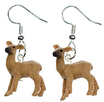 Miniblings Reh Ohrringe Hänger Waldtier Tiere Rehe Rehkitz Hirsch Damwild Gummi - Handmade Modeschmuck I Ohrhänger Ohrschmuck versilbert