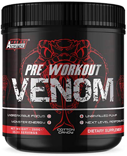 Pre Workout Venom 'Cotton Candy' - The No1 Pump Pre Workout Supplement by Freak Athletics - Elite Level Pre Workout Supplement - Pre Workout Powder Made in The UK - Available in Cotton Candy