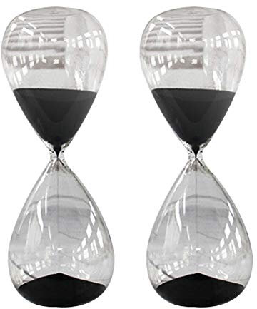 Grand Sablier Tendance en Verre pour Décoration D'Intérieur ou Cadeau de Noël, Minuterie Décoration de Table, 60 Min, 26X9 Cm,2 pièces,Noir