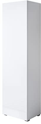 MB Muebles Bonitos | Vitrinenschrank Luke V4 | Breite 40 x Höhe 167 x Tiefe 29 cm | Glänzendes Melamin | Mit Standardfüße | Weiß