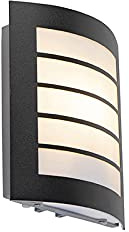 Qazqa Modern außen Wandleuchte, Außenlampe mit Tageslichtsensor, Wandlampe für den Garten - Miro - Schwarz, max. 10W, Geeignet für LED, 17.6cm, IP44, Rechteckig
