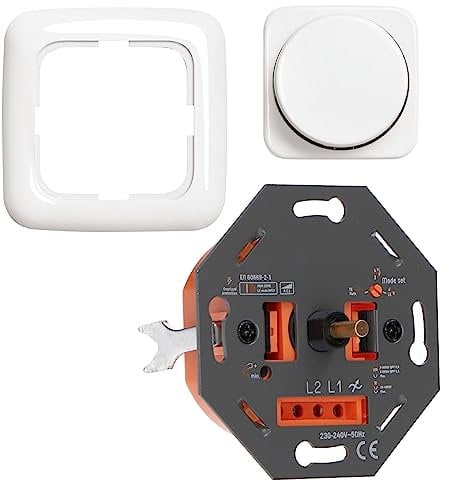 LED-Dimmer Universaldimmer 3-250W als Komplettset mit Busch-Jaeger Reflex-SI reinweiß Phasenanschnitt und Phasenabschnitt