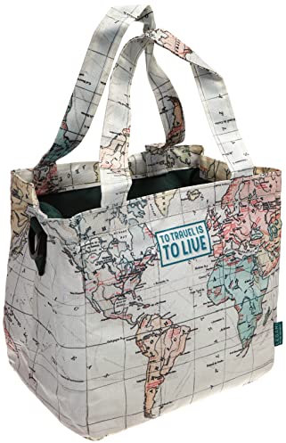 Legami LBAG0001- Bolsa para almuerzo, aislante térmico, correa extraíble y ajustable, multicolor (Travel Map), 21 x 37 x 12,5 cm