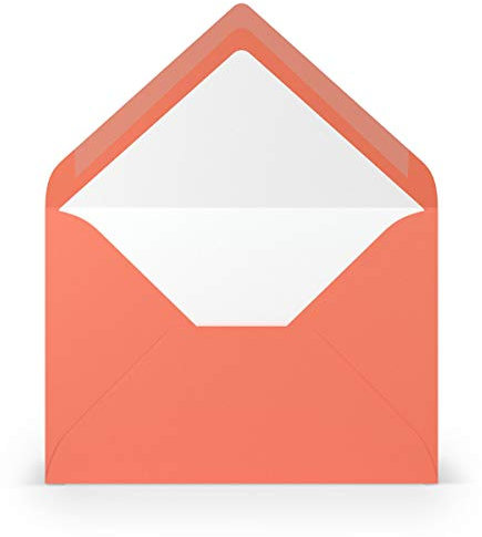 PAPERADO 25 Briefumschläge DIN B6 Coral gerippt Lachs Aprikose - 100 g/m² Kuvert Ohne Fenster 17,8 x 12,5 cm - Umschläge mit Nassklebung spitze Klappe