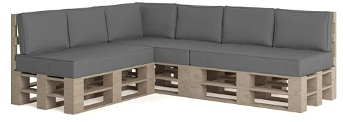 chilly pilley Palettenkissen Wasserdicht Keder Naht Palettenauflage Wasserfest Gartenkissen Wasserabweisend Palettenpolster Abnehmbar mit Reißverschluss Sofaskissen (10 er Set, Grau)