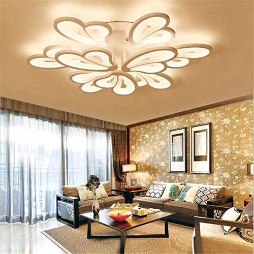 JINWELL Moderne Deckenleuchte LED Dimmbar Deckenlampe Groß Wohnzimmerlampe Kreative Blütenblätter Design Deckenlampe Metall Acryl Deckenlicht Schlafzimmer Kinderzimmer Lampe,9 heads/54w