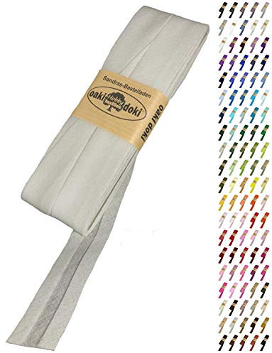 Sandras-Bastelladen Schrägband/Einfassband Baumwolle Uni gefalzt 5m x 20mm 890-Grau Beige