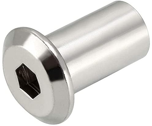 M6x12 Dadi cilindrici, esagono incassato, inserti per mobili dadi esagonali a testa piatta a brugola, dado esagonale con manicotto chiave Alan, elementi di fissaggio per bulloni da 6mm (10 pack)
