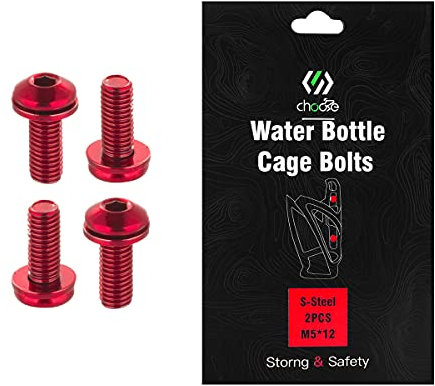 CNC Vis porte-bidon pour vélo,M5*12mm VTT Vis porte-bidon,Rouge