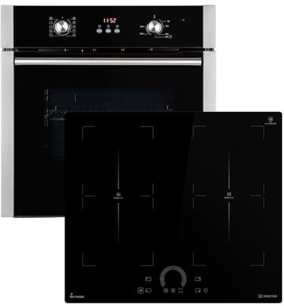 Autarkes Herdset: 60cm Einbaubackofen BO8805SS + 59cm Induktionskochfeld IH85904FZ / Grill/Heißluft/Automatik-Timer / 2-fach Wärmeschutzverglasung/Kindersicherung / SET8805IH594FZ