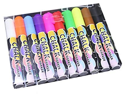 10 Pastell Kreidestifte für Tafel 6mm, Löschbare flüssige Kreidestifte Ideal als Tafelstift & Whiteboard Marker 10 Farben