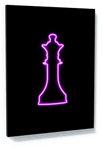 Chess Queen Neon Pink Small 12x16 / 0.75 Canvas Art - King Queen Decor Wall Art Print Poster Painting | Sense Canvas