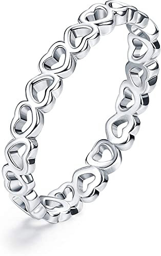 Adramata 925 Sterling Silber Herz Ringe Band Stapelbare Ringe für Damen Süßes Ring Herz Verlobungsringe für Paare Liebesversprechen Ringe Schmuck