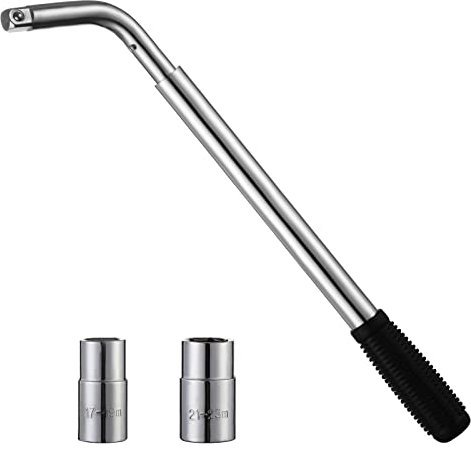 WiMas Set di chiavi telescopiche per dadi delle ruote, chiave estensibile da 17/19 mm e 21/23 mm, in acciaio, per riparazione pneumatici di auto, furgoni, camion, roulotte