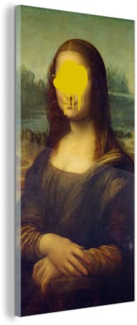 MuchoWow Glasbild Glasfoto Wandbild Bilder Deko 80x160 cm Mona Lisa - Farbe - Gelb