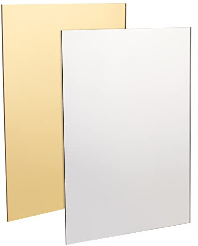 BENECREAT 2 láminas acrílicas de espejo de 3 mm/1/8 de grosor con laminación, placas acrílicas doradas y plateadas para proyectos de manualidades, carteles, 20 x 30 cm