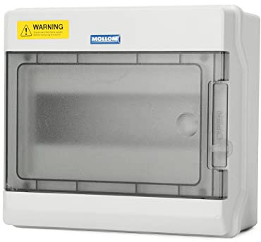 Mollom 9 Modules Verteilerkasten mit Sammelschienen und DIN-Schienen für Leitungsschutzschalter MCB, wasserdicht IP66. Verfügbar für den Innen- und Außenbereich