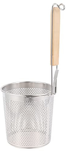 Housoutil Japanese Ramen Noodle Strainer Basket Mesh Sieve Pasta Basket Spaghetti Noodle Strainer Spoon Asian Kitchen Spider Food Skimmer with Handle for Dumpling Boil Deep Fried Food Asian Ramen