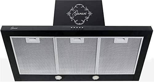 Gurari 461 Black 70, cappa aspirante a parete 70 cm •1000 m³/cappa da parete Lusso produttore Gurari • 3 velocità • LED • cappa • Nero • Ricircolo possibile• 2 filtri metallici