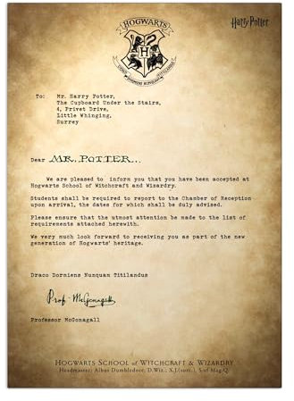 Displate Offiziell Harry Potter MetallPoster Magnetische Befestigung Inklusive Lizenziert Bilder Hochwertiges Poster Letters and Posters - Hogwarts Acceptance Letter 45 cm x 32 cm