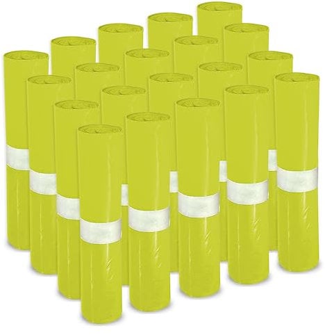 Wisch-Star Müllbeutel 120l in Gelb, 20 Rollen à 25 Stück, Mülltüten groß 700x1100mm extra stark, reißfeste und stabile Abfallsäcke, Schwerlast Müllsäcke