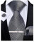 DiBanGu Krawatten für Männer Seide Schwarz Kariert Herren Krawatten mit Taschentuch Manschettenknöpfe Krawattenklammer Set für Hochzeit Formell 5PCS